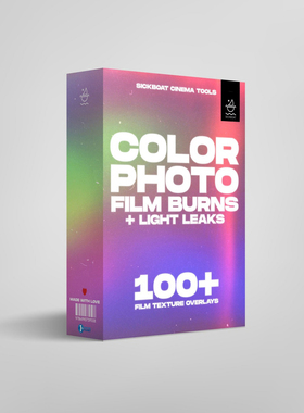 128个柯达35mm迷幻彩色胶片烧灼漏光特效合成纹理设计背景素材包