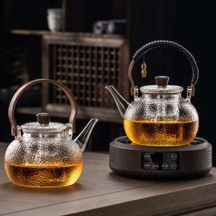 煮茶器蒸煮一体茶壶黑晶炉套装 新款 耐高温防爆加厚玻璃烧水泡茶壶