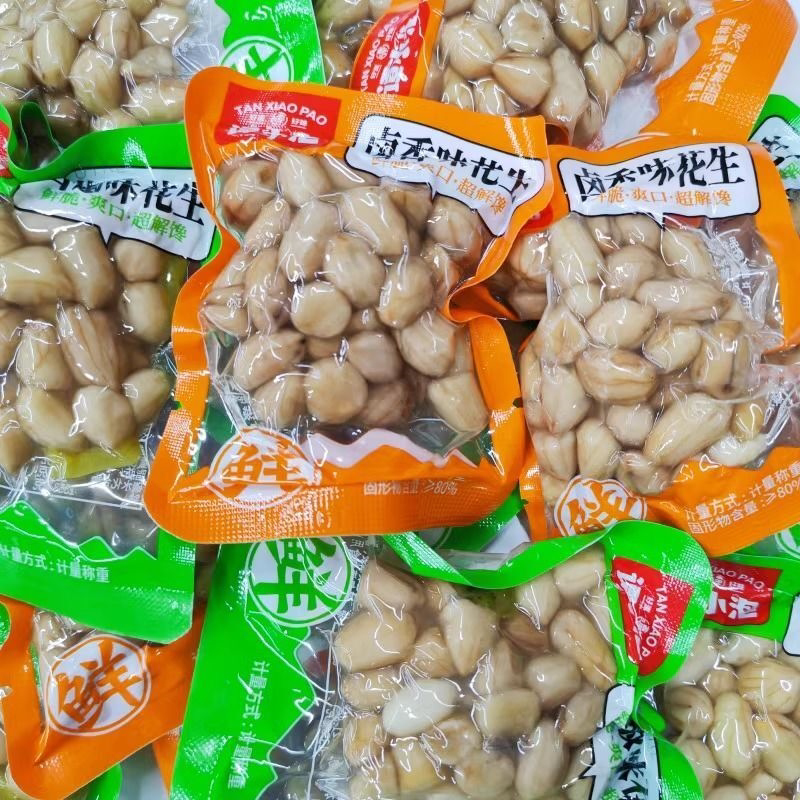 谭小泡卤香味花生独立小包装山椒味水煮泡椒花生即食休闲解馋零食