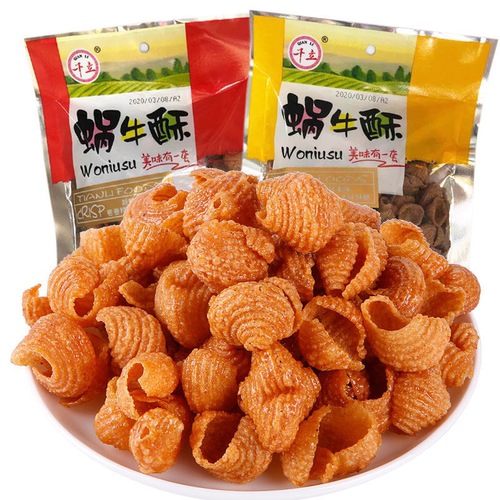 千立蜗牛派蜗牛酥麻辣味猫耳朵休闲膨化食品8090童年怀旧零食小吃