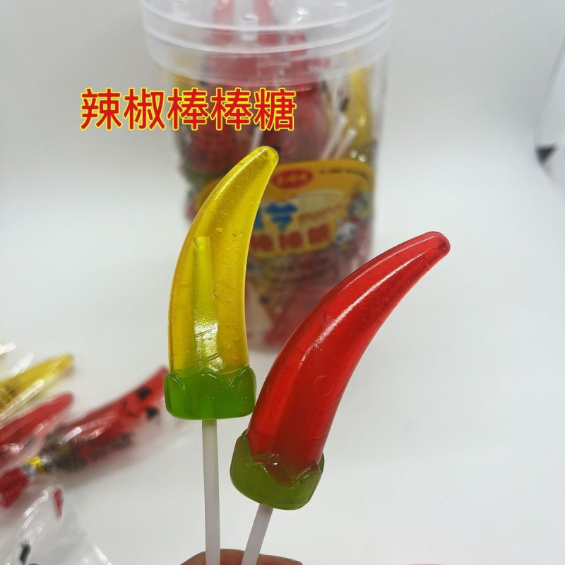 水晶辣椒棒棒糖双味怀旧仿真立体老式糖果可爱造型商超批发零食