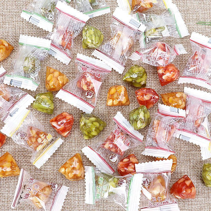 松仁粽子糖大名苏州特产三角松子糖桂花薄荷味小吃零食老式糖果