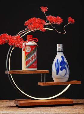 白酒发展示架博古架 桌面摆件灯圈底座酒水品鉴陈列酒店手办定制