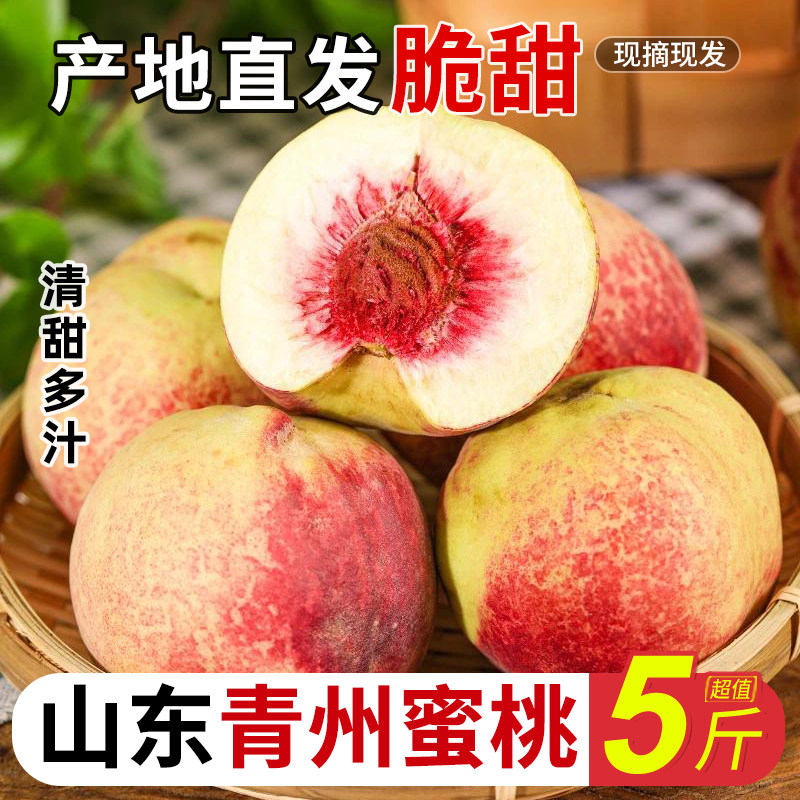 青州蜜桃脆甜桃子新鲜水果