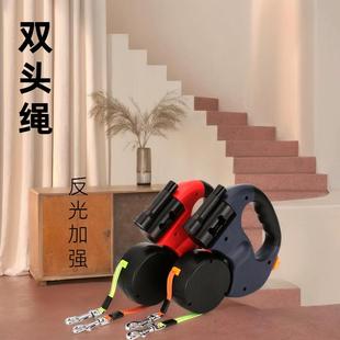 宠物牵引绳狗双头绳多色反光一拖二宠物狗带狗狗牵引绳 厂家
