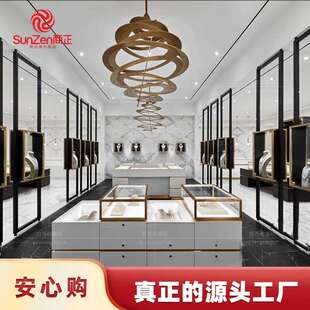 商场弧形玻璃珠宝展示柜奢侈品名表陈列柜台圆形黄金首饰展示架