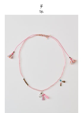 子休沉香粉水晶女款项链生日礼物