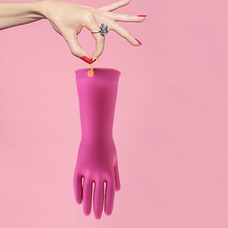 [代发]韩国Myungjin山岱带挂钩厨用乳胶清洁手套防水防滑洗碗家用