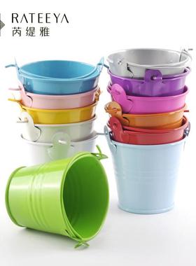 厂家直供创意多肉盆栽家居糖果工艺摆件小铁桶马口铁迷你小桶