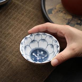 德化陶瓷青花斗笠杯茶室品茗茶杯家用功夫茶杯青花瓷个人茶盏