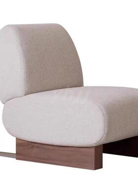 克莱因蓝色休闲轻奢设计师创意异形弧形扶手弯管单人沙发椅样板间