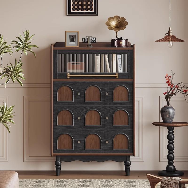 中古风餐边柜法式白蜡木复古斗柜实木电视柜边柜客厅靠墙置物柜子