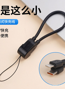 便携手机挂绳快充线充电宝数据线双口C-C双输入输出C-L苹果lighting充电线Type-C口OTG连接线短线随身短款