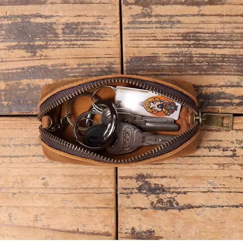 复古车钥匙包小巧男女收纳包简约