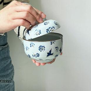 手绘盖盅泡饭碗家用陶瓷小炖盅汤罐带盖燕窝盅糖水蒸蛋日式餐具