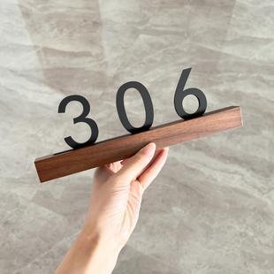 牌家用定制创意轻奢高档住宅入户门订制个性 门牌号码 木制酒店房间