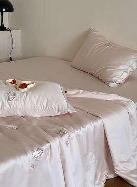 2025新款60S兰精天丝刺绣夏被四件套-晚安兔