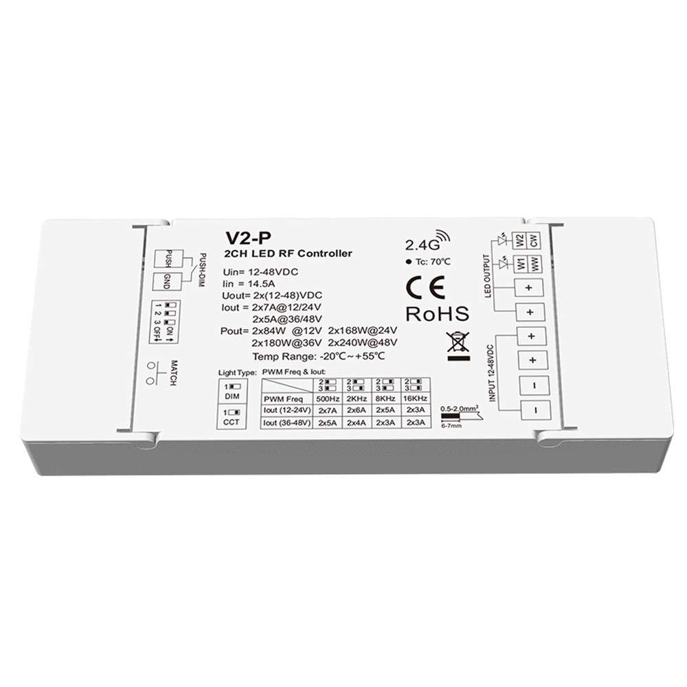 V2-P 12-48V480W MAX 2.4G push 可设DIM或CCT模式 PWM频率可选