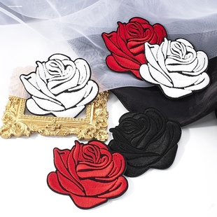 玫瑰花标多色服羽绒标志布贴时尚刺绣衣服贴补丁贴破洞修补贴小号