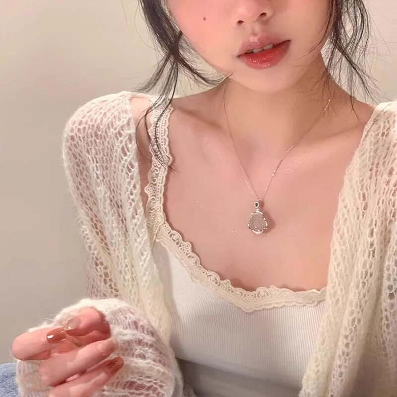999纯银佛公和田玉吊坠项链女款高级感轻奢小众显白精致情人礼物