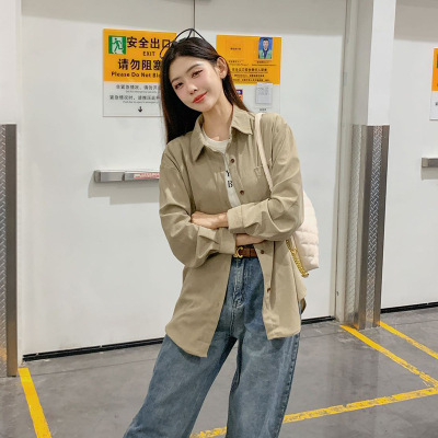 【秋冬新款】韩版hiphop撞色格子长袖衬衫宽松慵懒风百搭外套sp