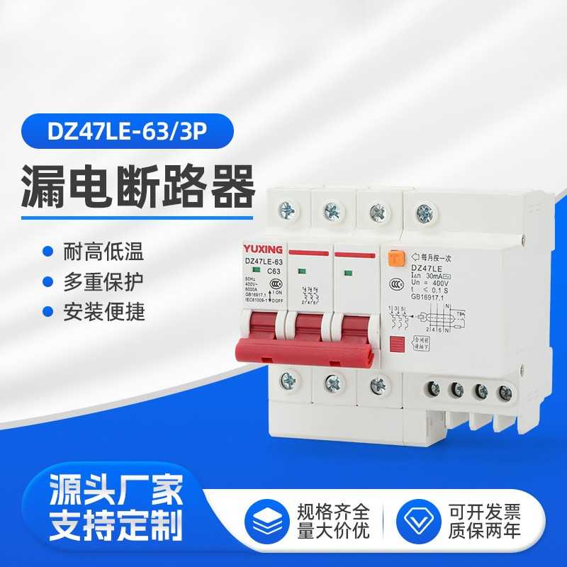 DZ47LE3P63漏电保护器开关2P63A