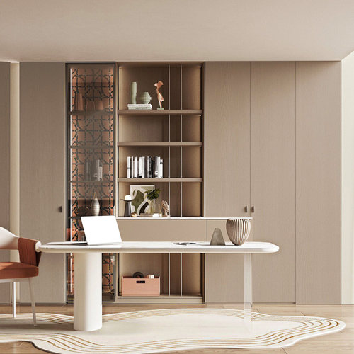 索菲亚书房定制书柜储物柜一体