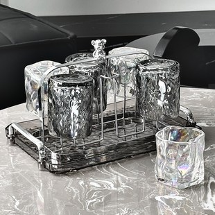 家用客厅茶杯玻璃水杯子收纳置物杯架托盘沥水水具 高颜值水杯套装