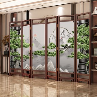 现代简约实木屏风隔断客厅遮挡折叠移动卧室家用酒店办公室 新中式