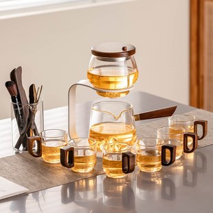 玻璃自动茶具套装 懒人泡茶神器 家用按压式 泡茶壶功夫茶杯2024新款