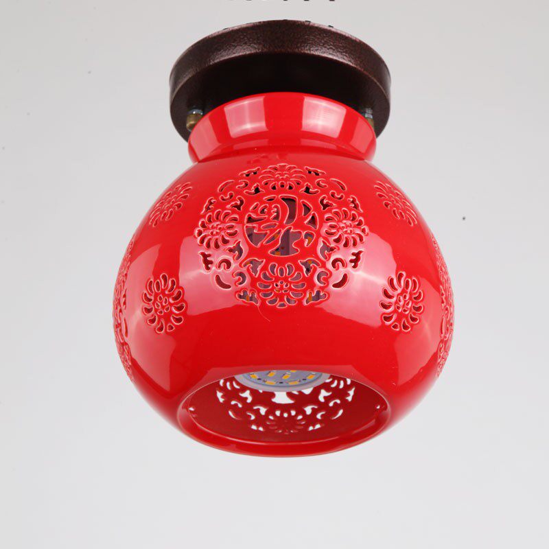 中式陶瓷灯具吧阳台灯红灯笼餐厅单头灯吸顶灯门厅走廊过道灯饰,家装灯饰光源,厨卫/阳台/玄关/过道吸顶灯,淘宝优惠券,粉丝福利购,淘宝优惠卷