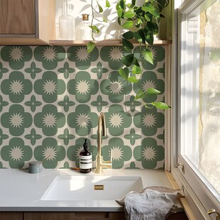 法式奶油风厨房地面翻新贴纸卫生间浴室仿瓷砖贴设计遮丑防水