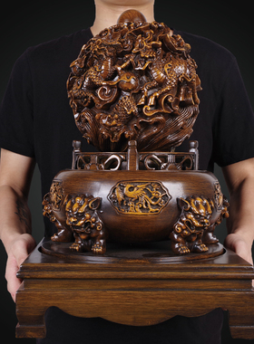 招财九龙乾坤鼎摆件大号时来运转九龙鼎家居客厅玄关大厅风水摆件