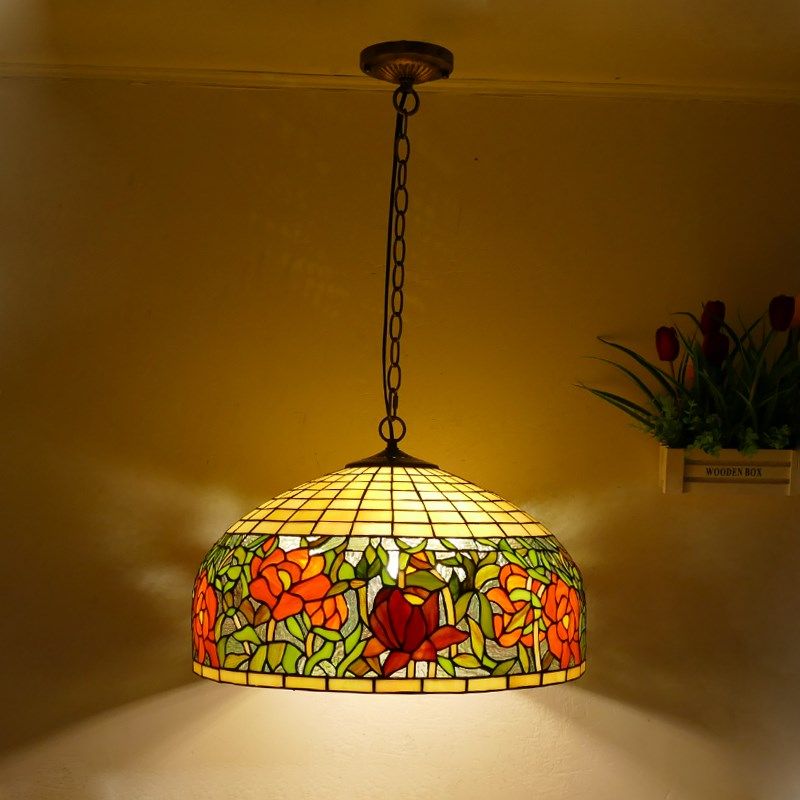 欧式田园风大吊灯纯手工彩色玻璃灯罩家用酒店民宿卧室餐厅高灯具,家装灯饰光源,酒店/宴会厅/餐饮吊灯,淘宝优惠券,粉丝福利购,淘宝优惠卷