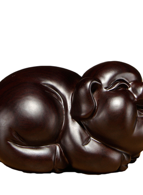 黑檀实木质生肖猪雕刻摆件t家居客厅办公室摆设装饰红木工艺品送