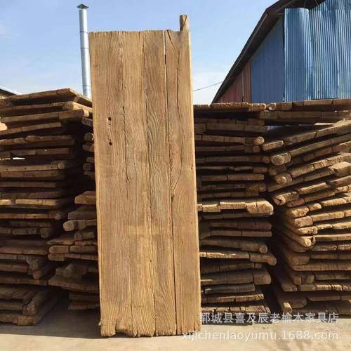 老榆木板材家用复式阁楼原木板材民宿装修风化纹理板材榆木板材