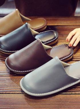 春秋季防滑默认TELT皮拖男公女室内地板情侣包家头鞋居四季试衣间
