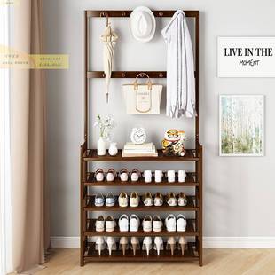 楠木置物架鞋柜家用门口2023新款爆款入户门鞋架挂衣帽玄关收纳架