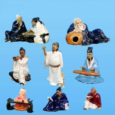 琴棋书画醉翁下棋人物摆件盆景装饰品车载假山鱼缸造景工艺玩具