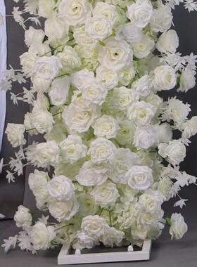 婚庆白色铁艺拱门花架HII花艺牛角门外礼堂布户结置婚花柱婚场景