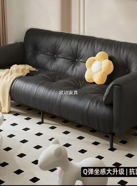 猫抓皮沙发床代一体两简用约公现小户型客厅出租房办室可折ESV叠