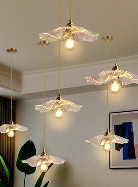 式荷叶玻璃餐厅入床头花吊灯花朵过道NMW走廊日灯轻奢户玄关吸顶