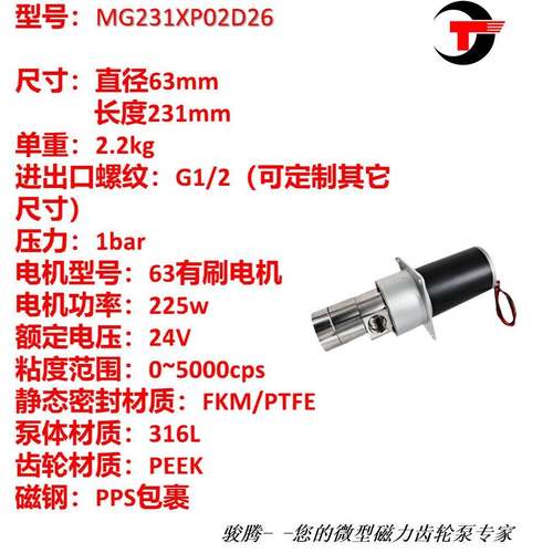 MG2泄31XP2D26微型磁力齿轮计量泵8943碱16L水油酸0无脉冲罐装机0