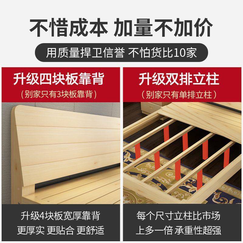 实木床.5UPX松木双人1.床18米经济型现米代简约出租房简易1单人床