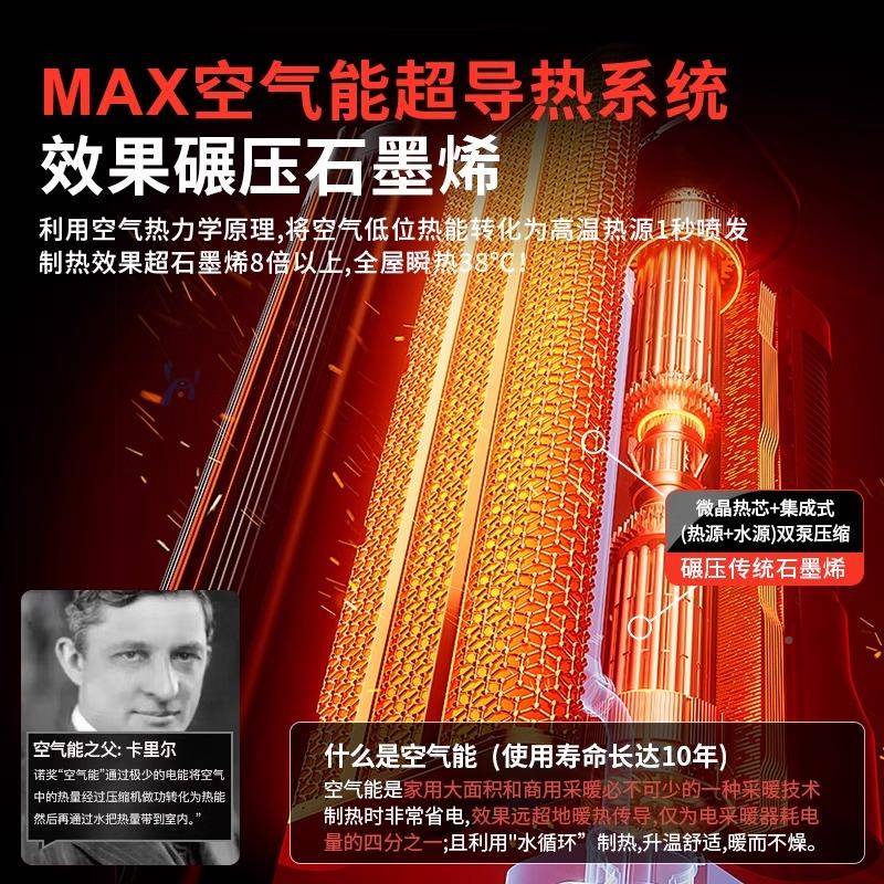德国20节25新款425取暖器墨家用暖风机石能全屋大面积石烯电暖气
