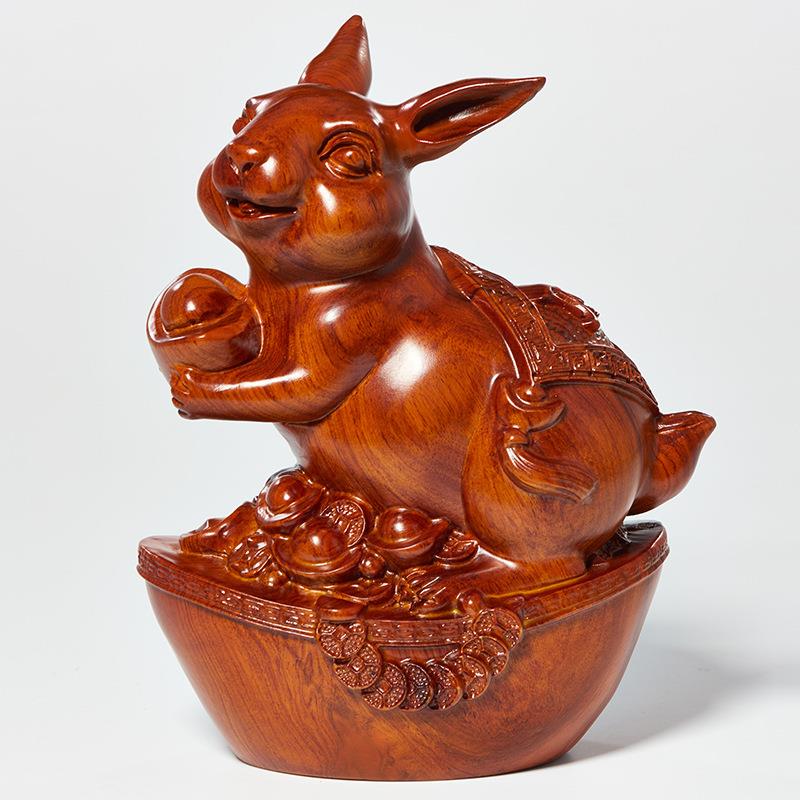 木十雕二牛生肖摆件一套实木动物全鸡套鼠虎兔龙蛇马羊OLV猴狗猪