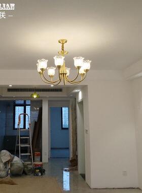 美主客厅22全铜吊灯简约卧室吊书式房别墅欧吊灯式大气餐厅房间灯