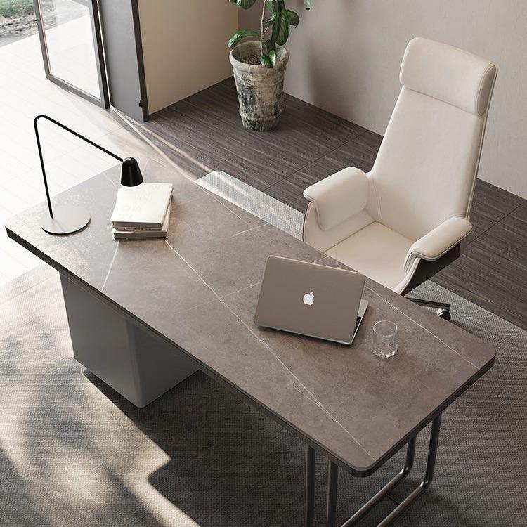 式极简书桌轻奢代简约板电脑桌家用2025新详见包装款办公桌岩意椅