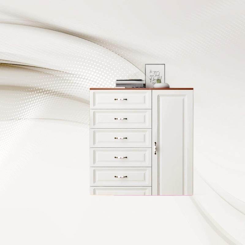 厅柜收纳柜简约屉现代五斗柜HOG实木客欧式斗储藏柜卧室白色抽储