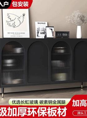 现简约餐边柜储物物置柜客寂厅茶水酒柜玄关柜HMJ代宅风黑色柜子